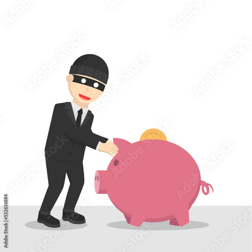 businessman thief catch the piggy bank