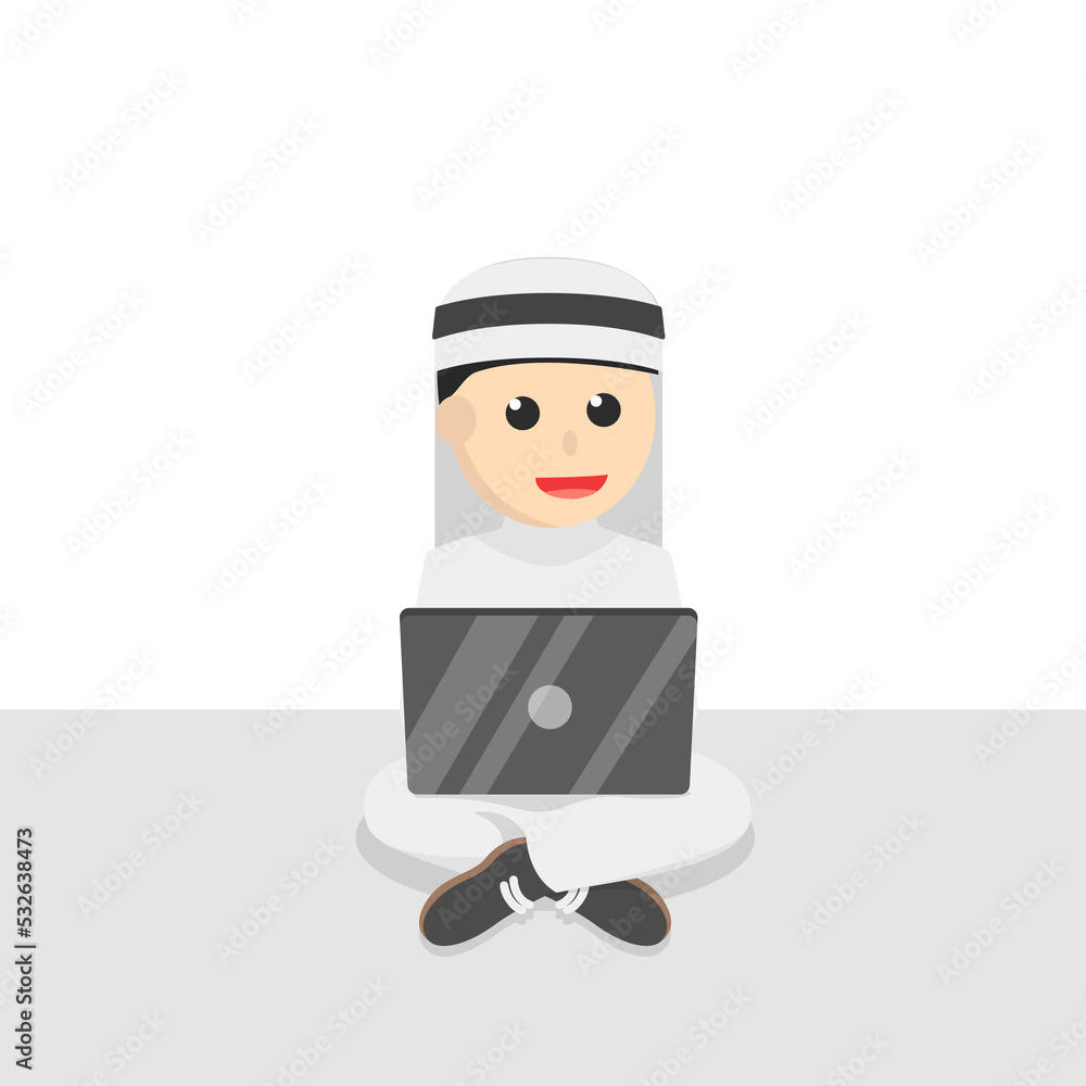 businessman arabian work by laptop