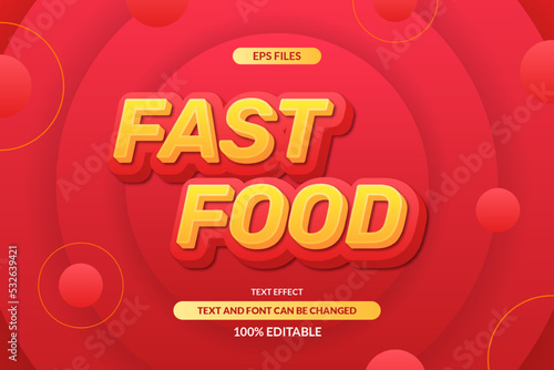fast food delicious headline editable text effect. eps vector file