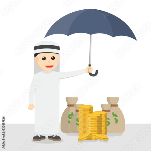 businessman arabian protect his money