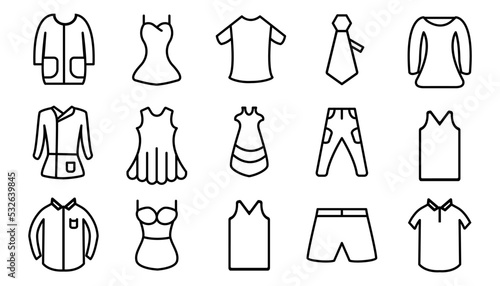 women's and men's clothing icon set