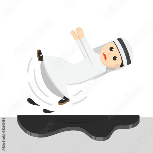 businessman arabian slipped by oil