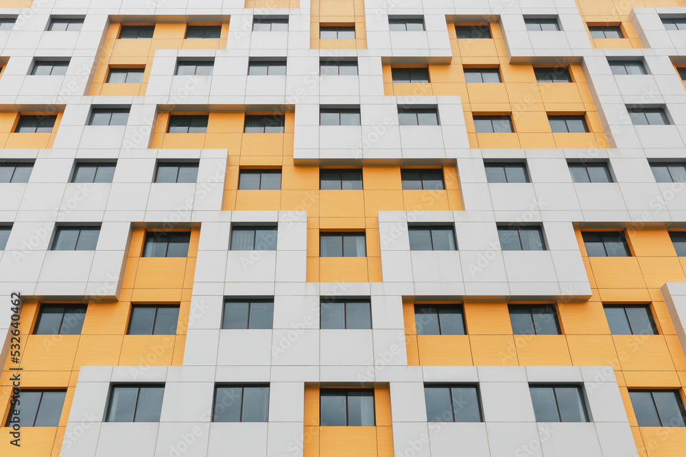 Orange and gray building low angle. Orange and gray building low angle.