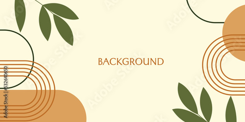 Hand drawn boho background vector.Minimal background in boho style with copy space for text. for cover, banner, wall art
