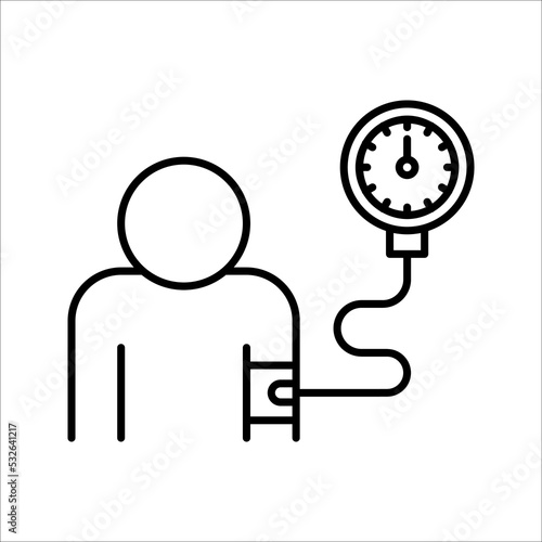 Vector illustration of a tensiometer. Equipment for measuring blood pressure icon on white background. EPS 10