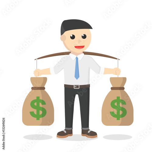 businessman pick up the sack of money