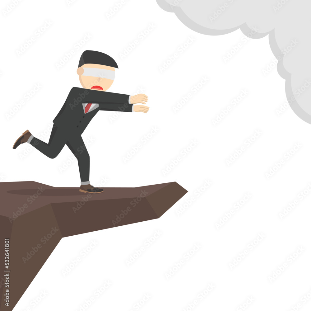 businessman run to the edge businessman run to the edge