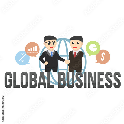 global business concept with business characters on white background