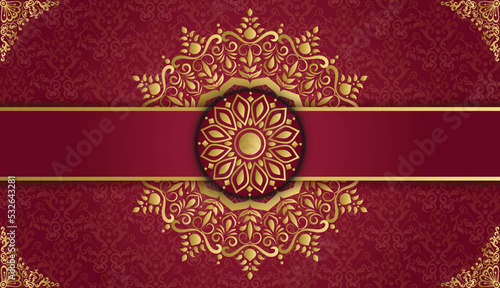 Royal ornamental mandala design background. Ornamental invitation card with floral mandala. Design for invitation, wedding card, Diwali, decoration. India, Indian, Arabic, Damask, Asian, Turkish, 