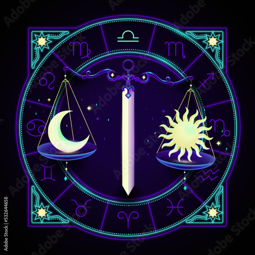 Neon zodiac sign of Libra