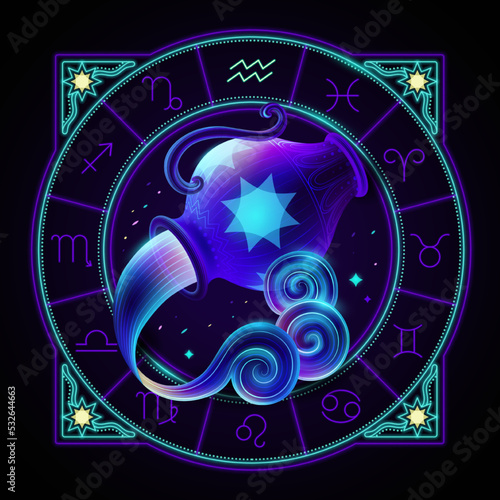 Neon zodiac sign of Aquarius