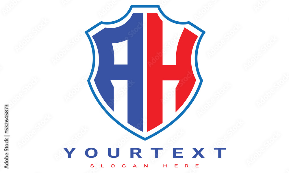 Fototapeta premium AH Two letters shield logo design.