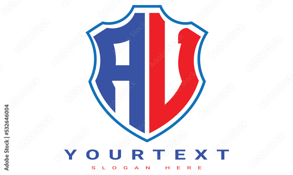 Fototapeta premium AV Two letters shield logo design.