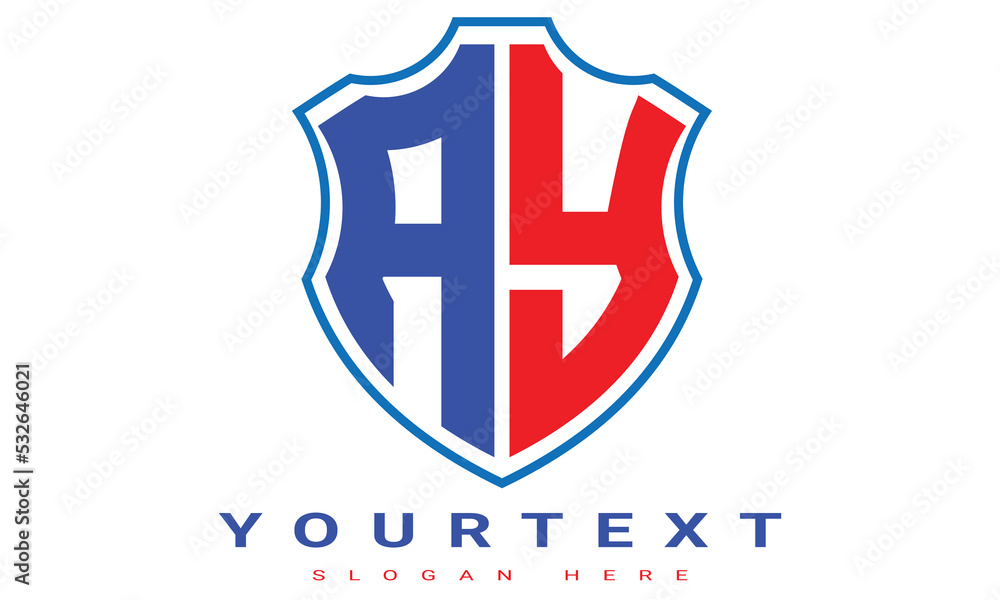 Fototapeta premium AY Two letters shield logo design.