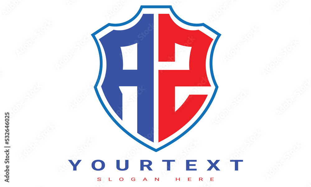 Fototapeta premium AZ Two letters shield logo design.