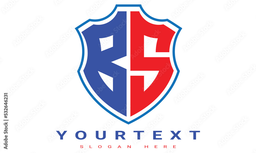 Fototapeta premium BS Two letters shield logo design.