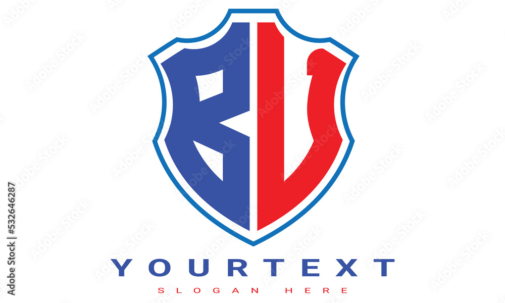 Fototapeta premium BV Two letters shield logo design.