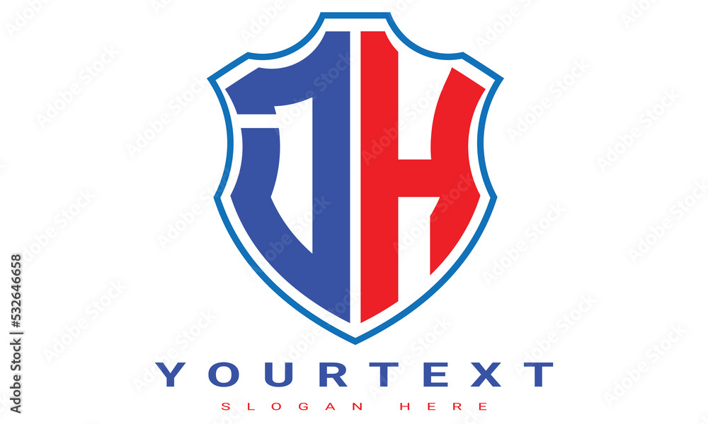 Fototapeta premium DH Two letters shield logo design.