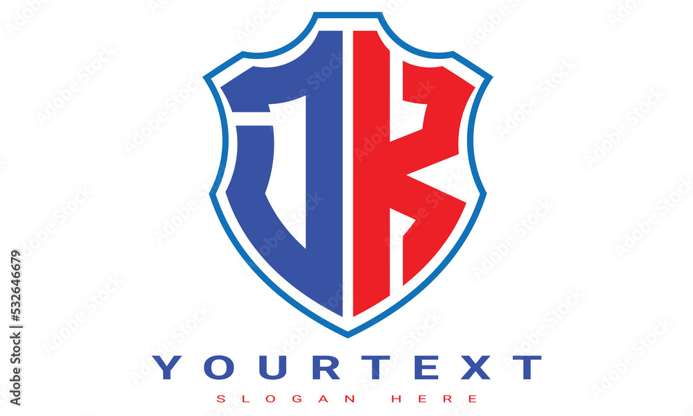 Fototapeta premium DK Two letters shield logo design.