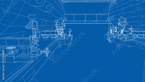 Sketch of industrial equipment. Vector