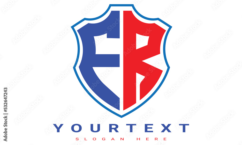 Fototapeta premium FR Two letters shield logo design.