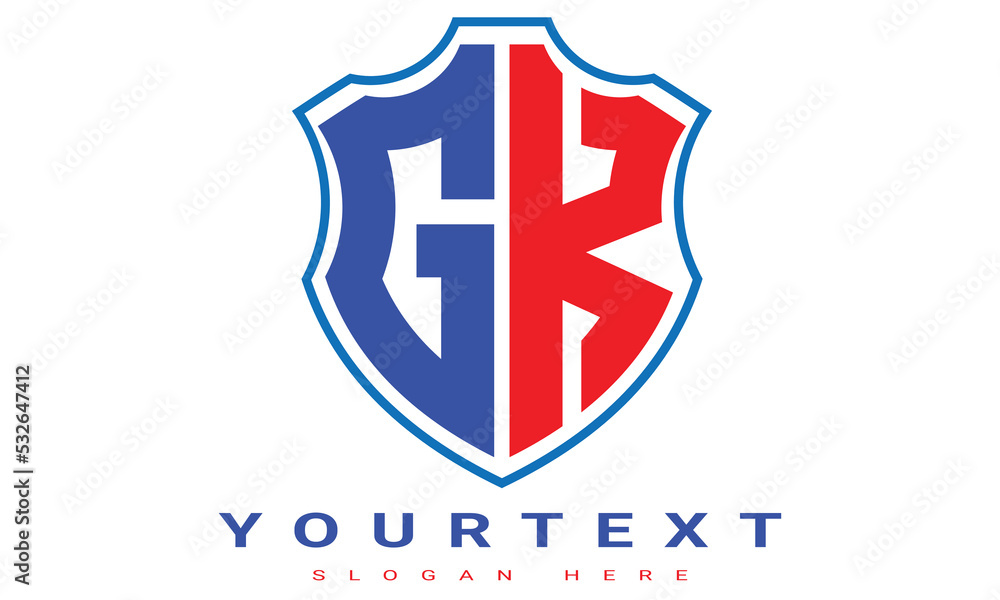 Fototapeta premium GK Two letters shield logo design.