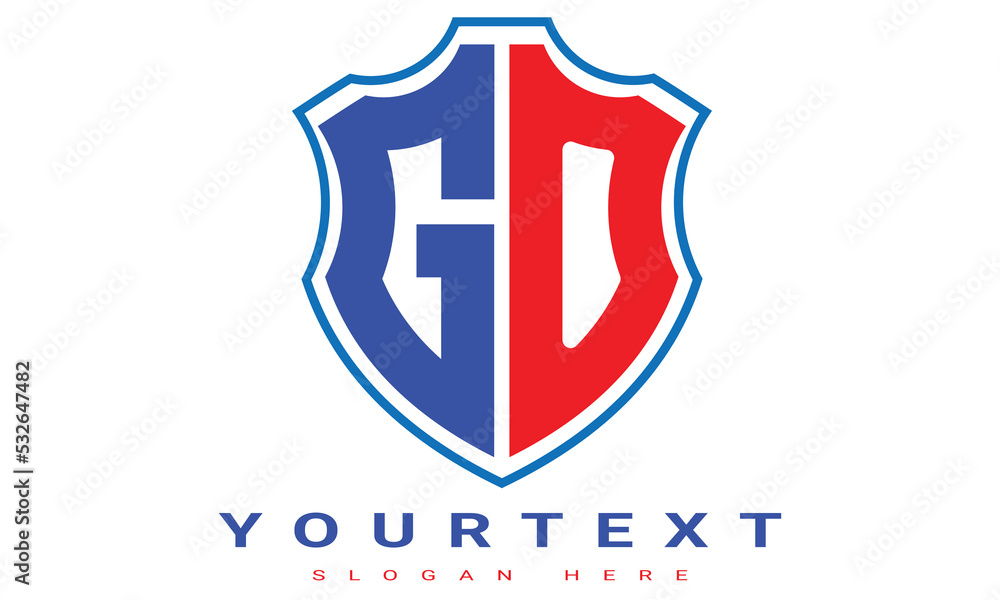 Fototapeta premium GO Two letters shield logo design.