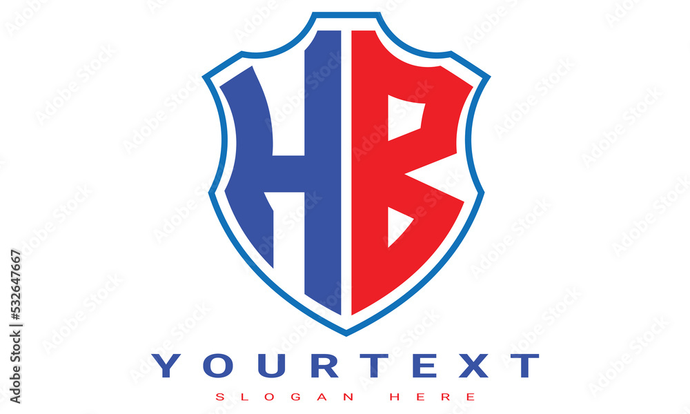 Fototapeta premium HB Two letters shield logo design.
