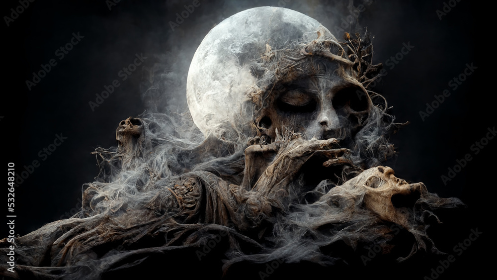 Abstract, surreal, creepy skull of smoke.Digital art Abstract, surreal, creepy skull of smoke.Digital art