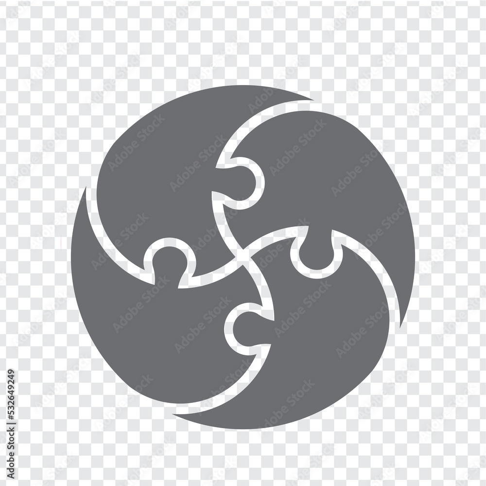 Simple icon circle puzzle in gray. Simple icon circle puzzle of the four elements. Yin and Yang concept for your design. EPS10. Simple icon circle puzzle in gray. Simple icon circle puzzle of the four elements. Yin and Yang concept for your design. EPS10.