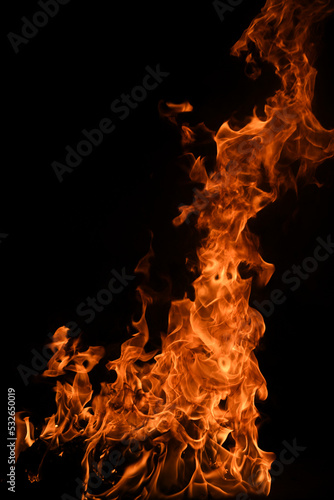 The fire, burning flame. Large burning flaming fire. © Volodymyr