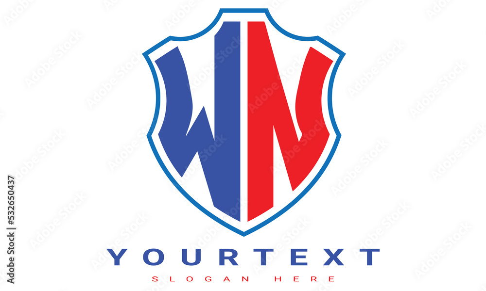 Fototapeta premium WN Two letters shield logo design.