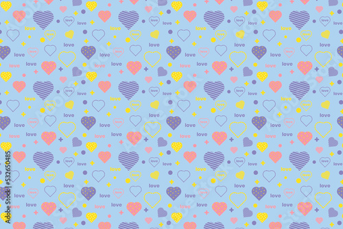 Cute love pattern vector with heart shapes and envelope icons. Minimal love pattern decoration on a white background. Endless love element design for book covers and wallpapers for valentine.