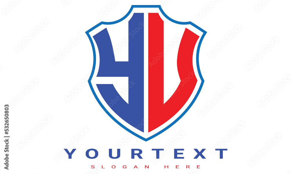 Fototapeta premium YU Two letters shield logo design.