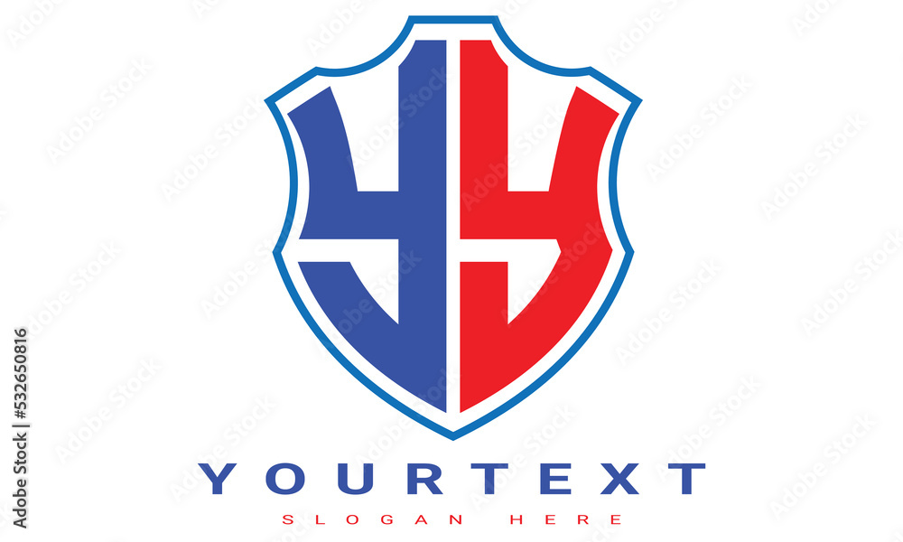 Fototapeta premium YY Two letters shield logo design.
