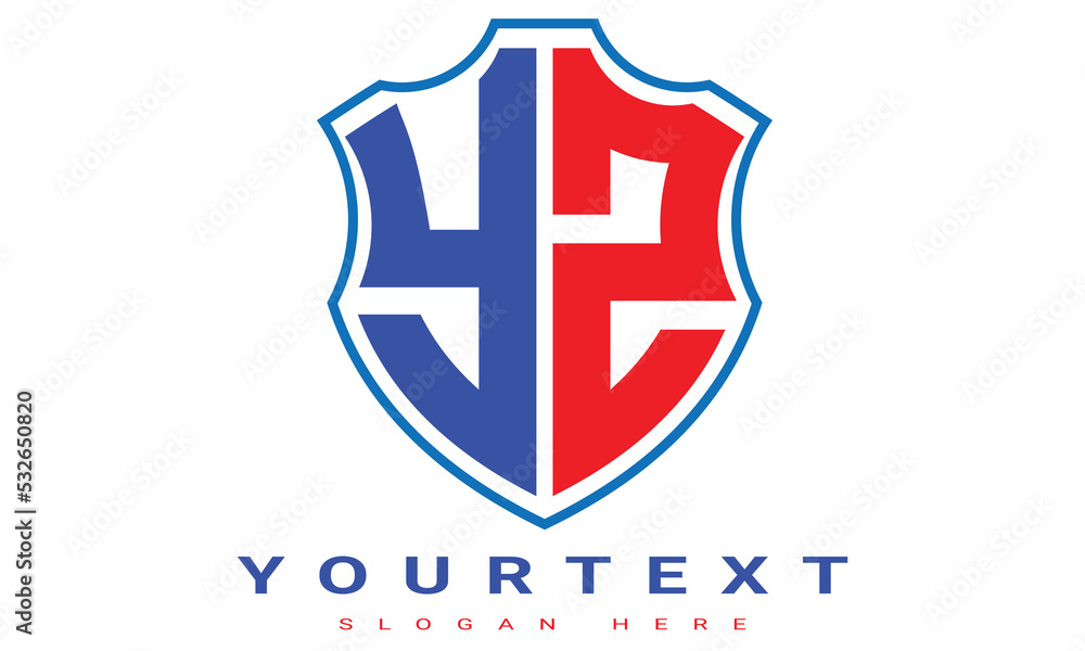 Fototapeta premium YZ Two letters shield logo design.