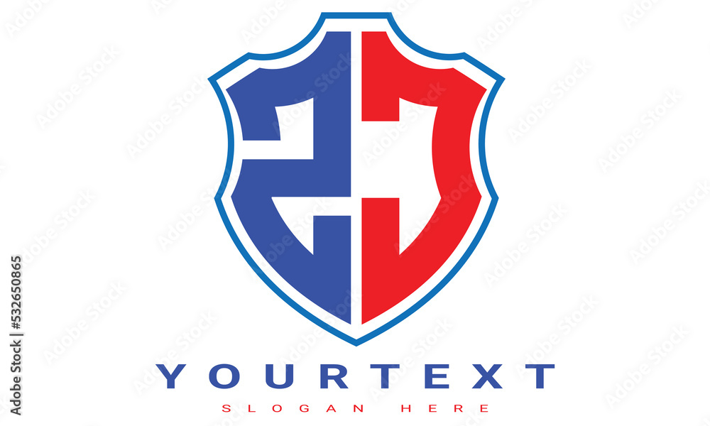 Fototapeta premium ZJ Two letters shield logo design.