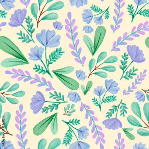 seamless watercolor background mix colorful floral flower and leaves with line art used for background texture  wrapping paper  textile or wallpaper design