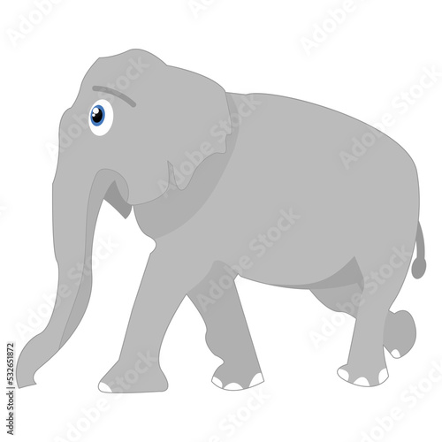 Set of wild Animal Flat Cartoon  Elephant  Cute Character Vector Illustration.