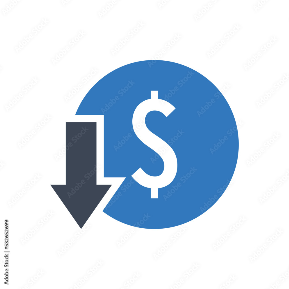 Price decrease icon vector graphic illustration Price decrease icon vector graphic illustration