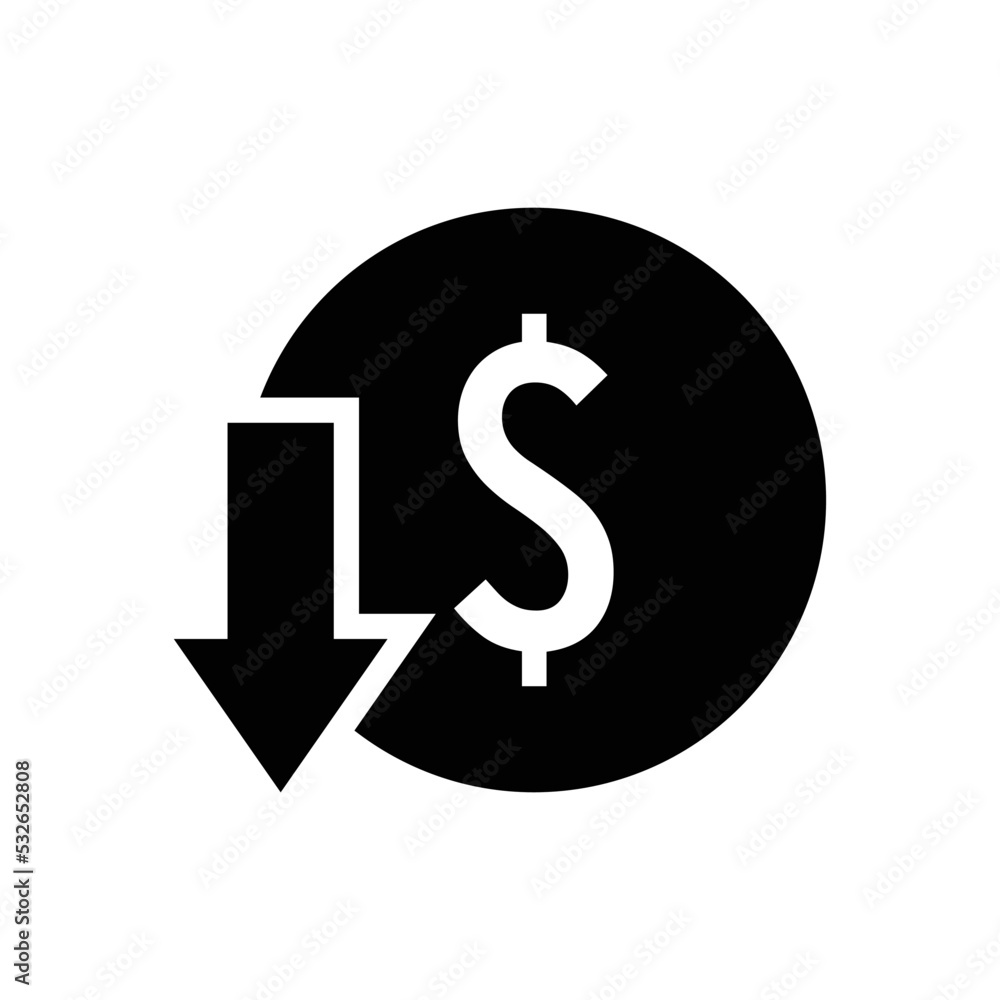 Price decrease icon vector graphic illustration Price decrease icon vector graphic illustration