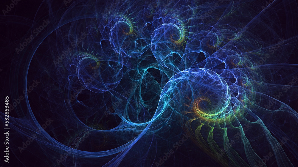 3D rendering abstract blue fractal light background 3D rendering abstract blue fractal light background