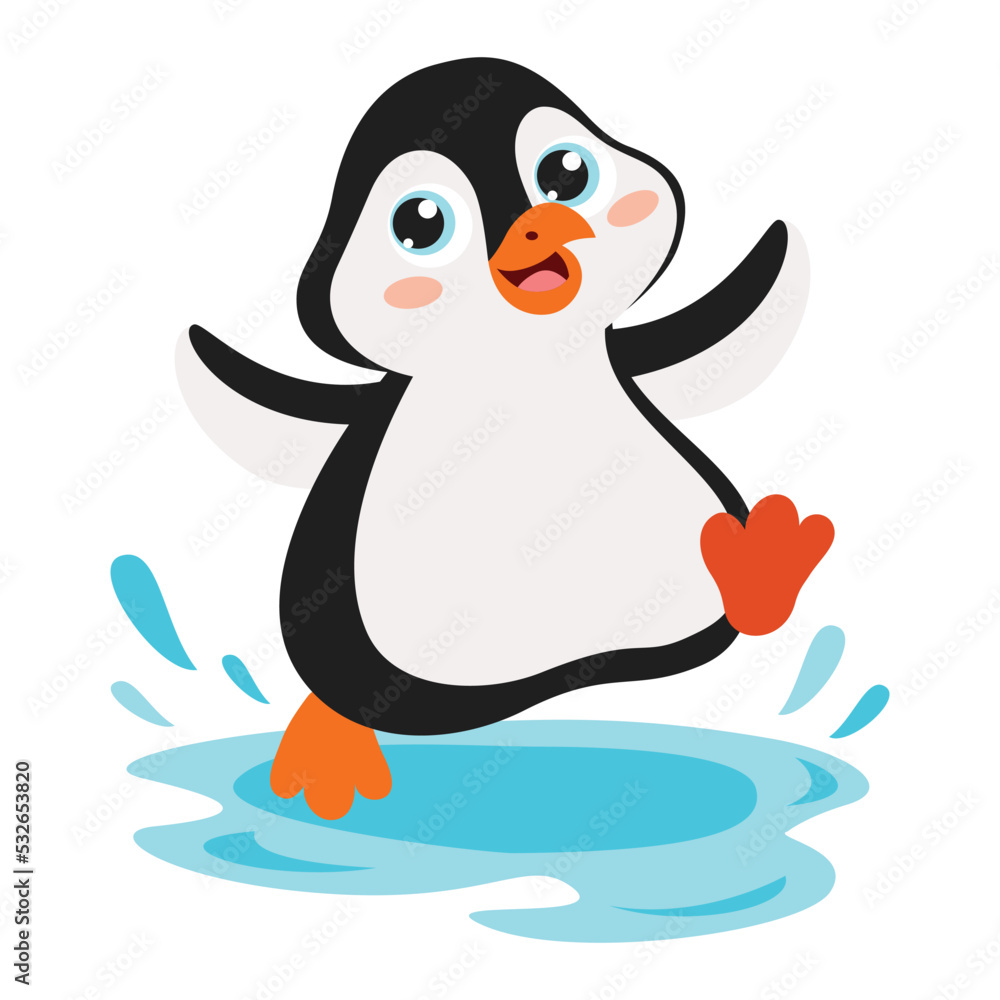 Obraz premium Cartoon Drawing Of Penguin Character