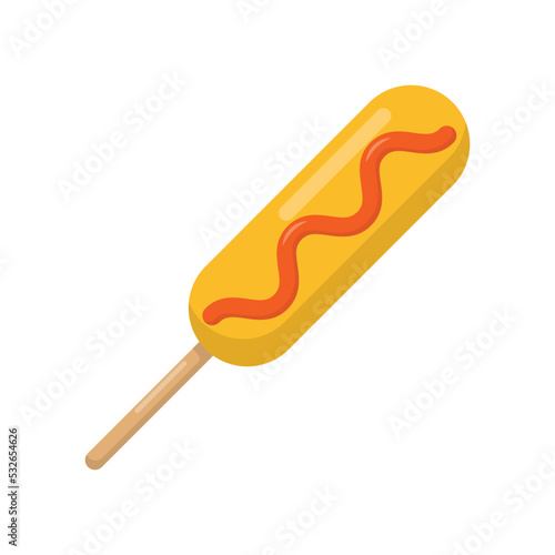 Vector graphic of corn dog. Korean food illustration with flat design style. Suitable for content design assets