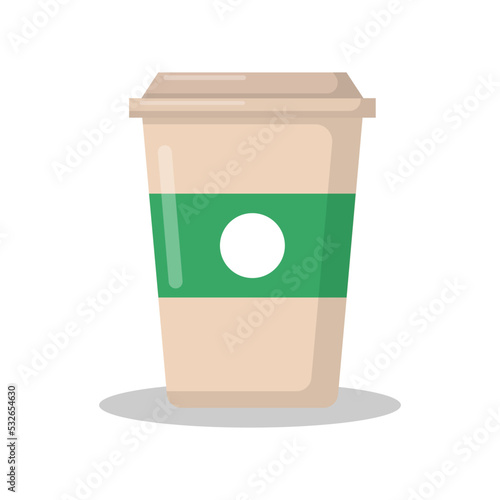 Vector graphic of coffee cup. Starbucks coffee illustration with flat design style. Suitable for content design assets photo