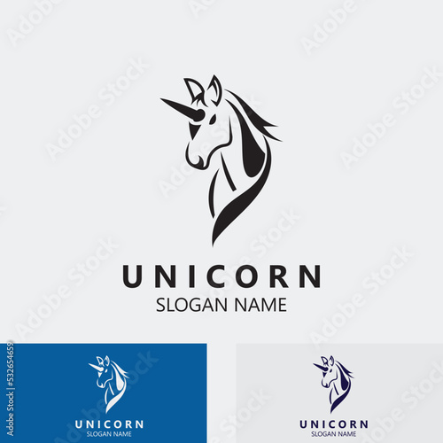 Unicorn Horse Logo image design head elegan template