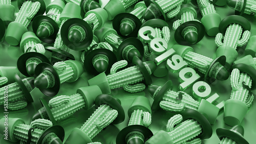 3D Render of Celadon Cactus on a green background