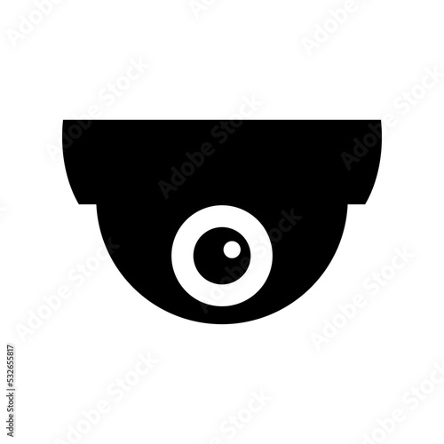 Dome camera icon. CCTV, security ceiling video camera, surveillance. Vector illustration.