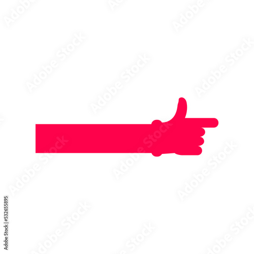 Long hand pointing direction with index finger. Vector illustration on white background.