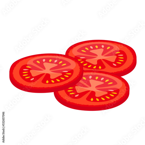 tomato slices flat vector illustration clipart isolated on white background